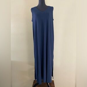 J Jill Wearever Maxi V Neck Navy Dress Size Large NWOT